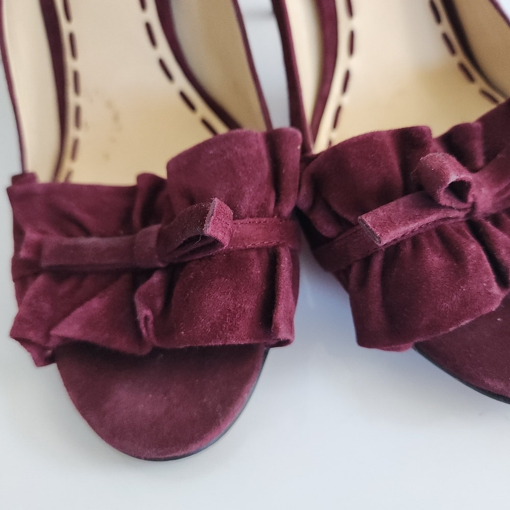 Enzo Angiolini Plum Suede Peep Toe Pumps Size 10 - Picture 5 of 5